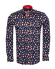 Dark Blue Orchestra Instrument Print Shirt with Matching Handkerchief