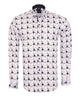 White Orchestra Instrument Print Shirt with Matching Handkerchief