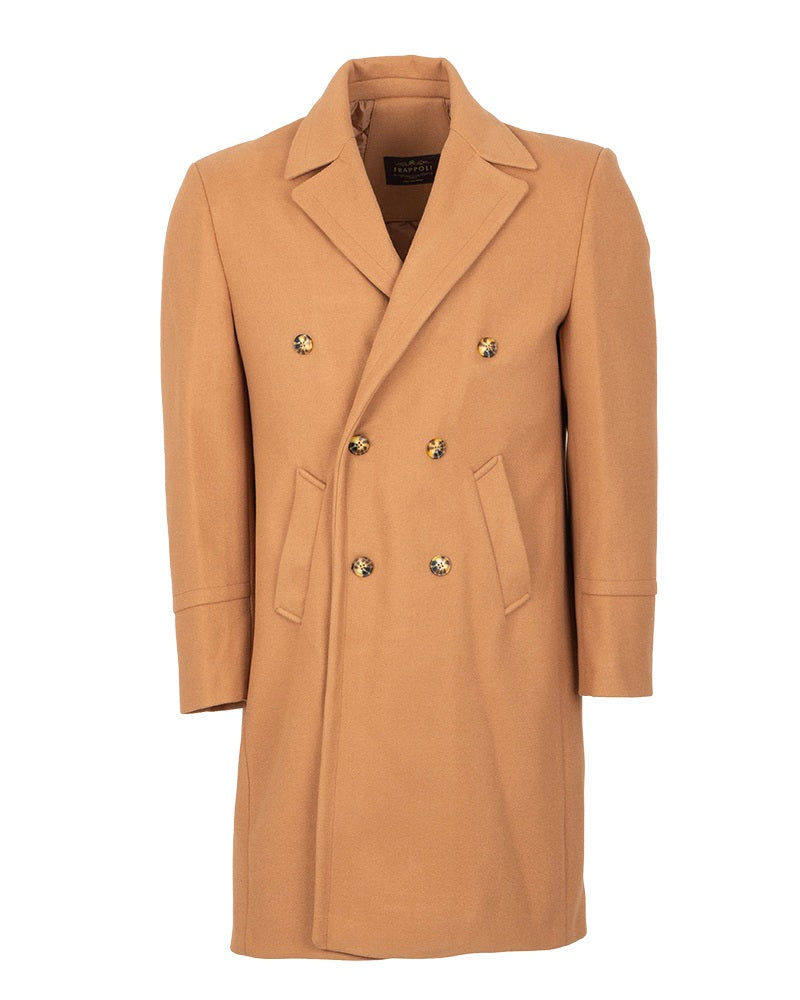Camel Double Breasted Belted Trench Coat