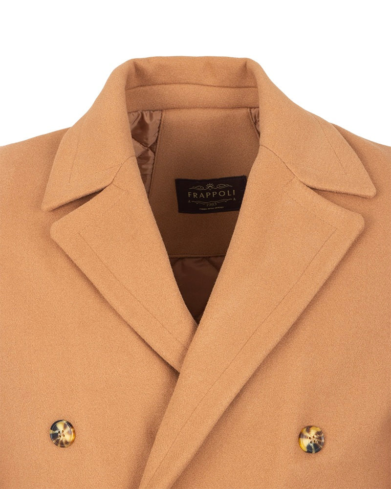 Camel Double Breasted Belted Trench Coat