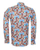 Blue Cat Print Satin Cotton Shirt with Matching Handkerchief