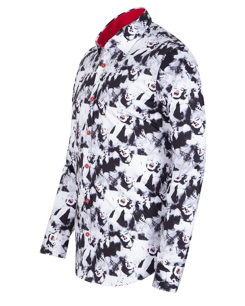 Iconic Hollywood Legend Print Men's Shirt with Matching Handkerchief-Makrom