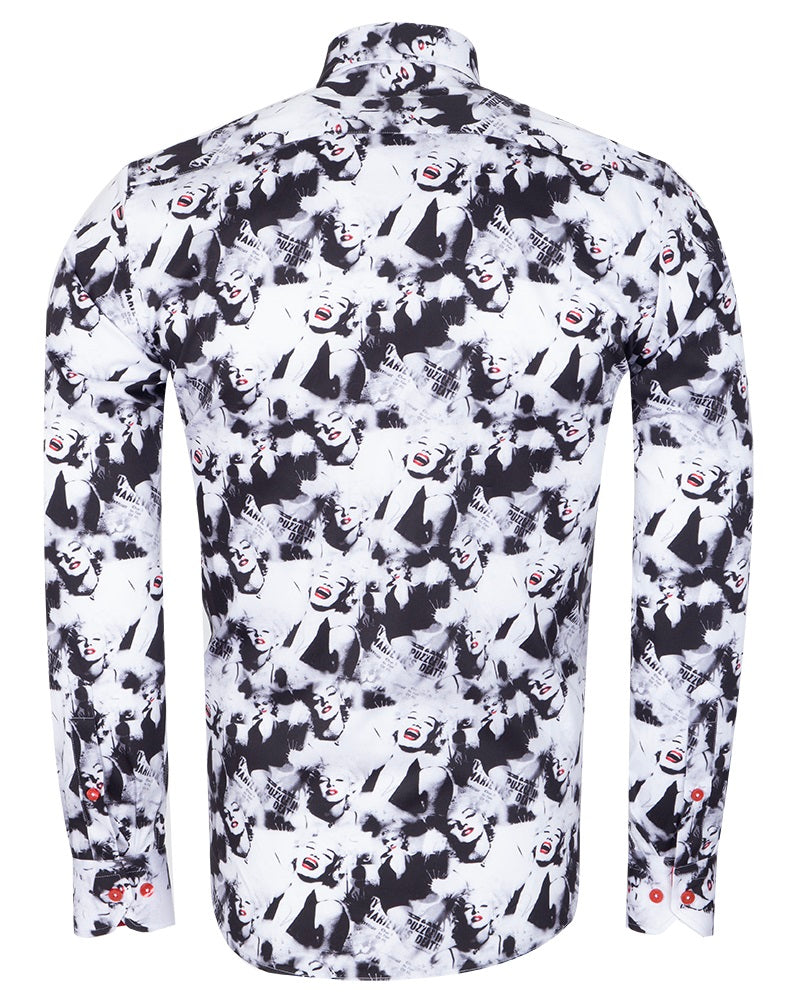 Iconic Hollywood Legend Print Men's Shirt with Matching Handkerchief-Makrom