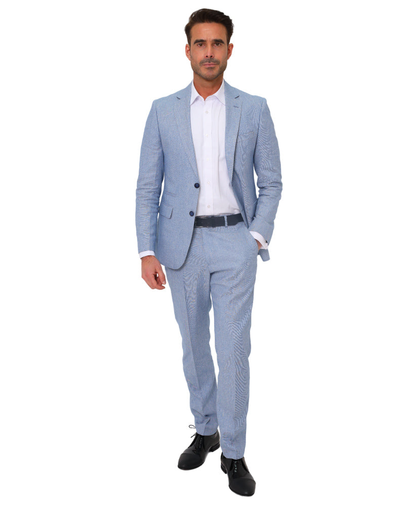Dark Blue Linen 2 Piece Suit
