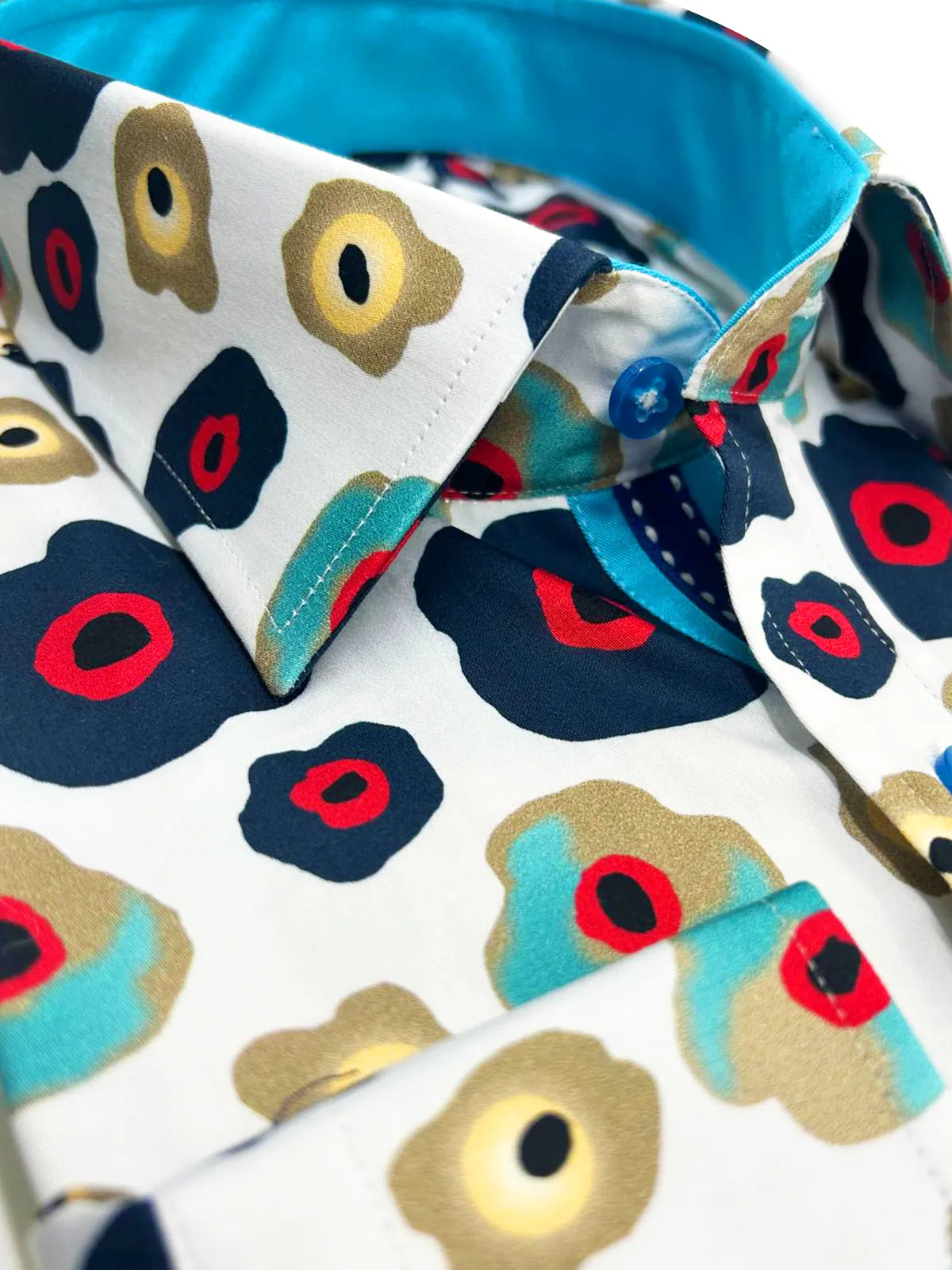 White Colourful Abstract Shapes with Matching Handkerchief