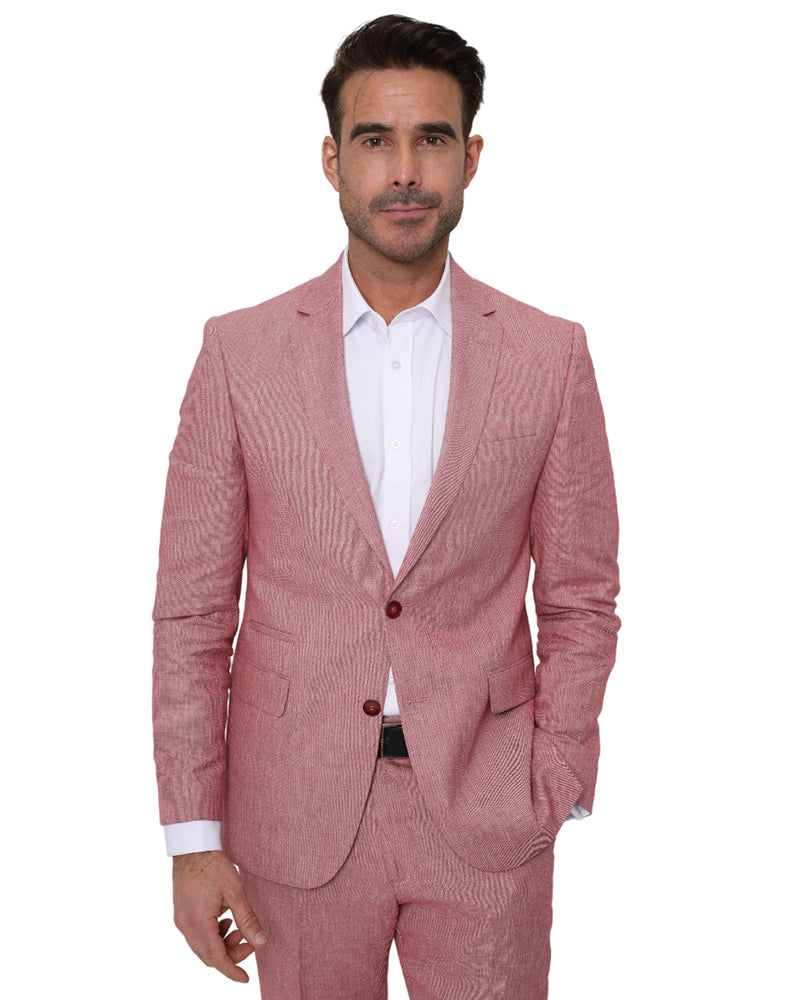 Red Linen 2 Piece Suit