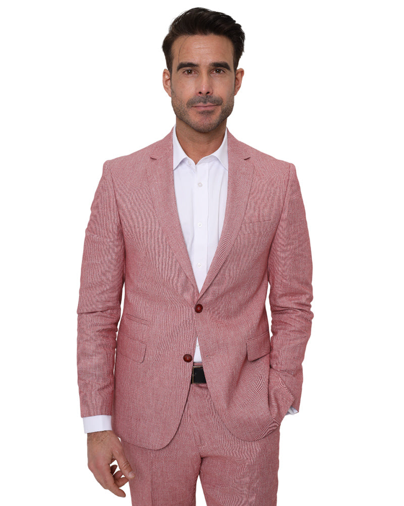 Red Linen Two Piece Suit