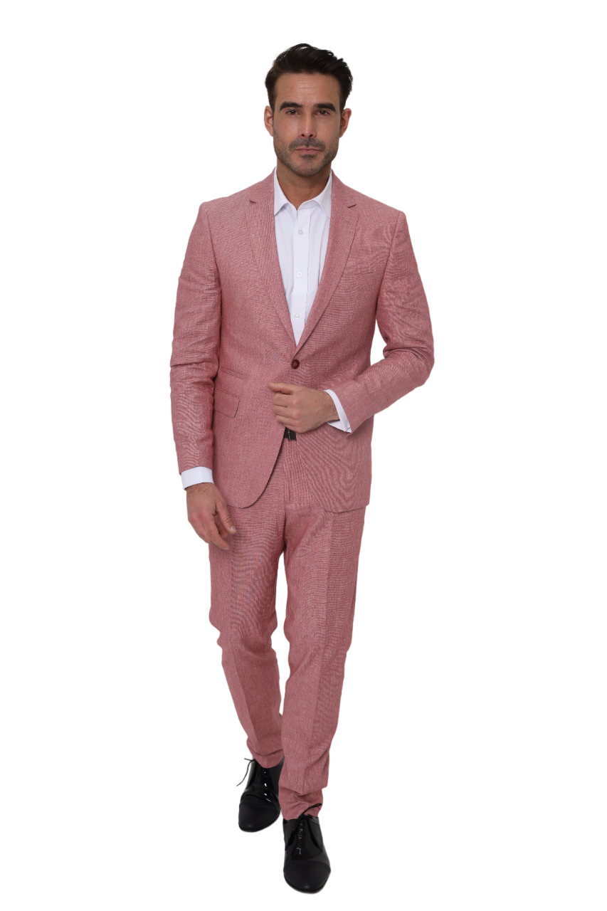 Red Linen 2 Piece Suit