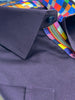 Dark Blue Plain Colourful Buttons Short Sleeve Shirt