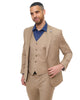 Beige Classic Plain 3 Piece Men's Suit