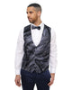 Dark Blue Fashion Men's 4 Piece Textured Suit