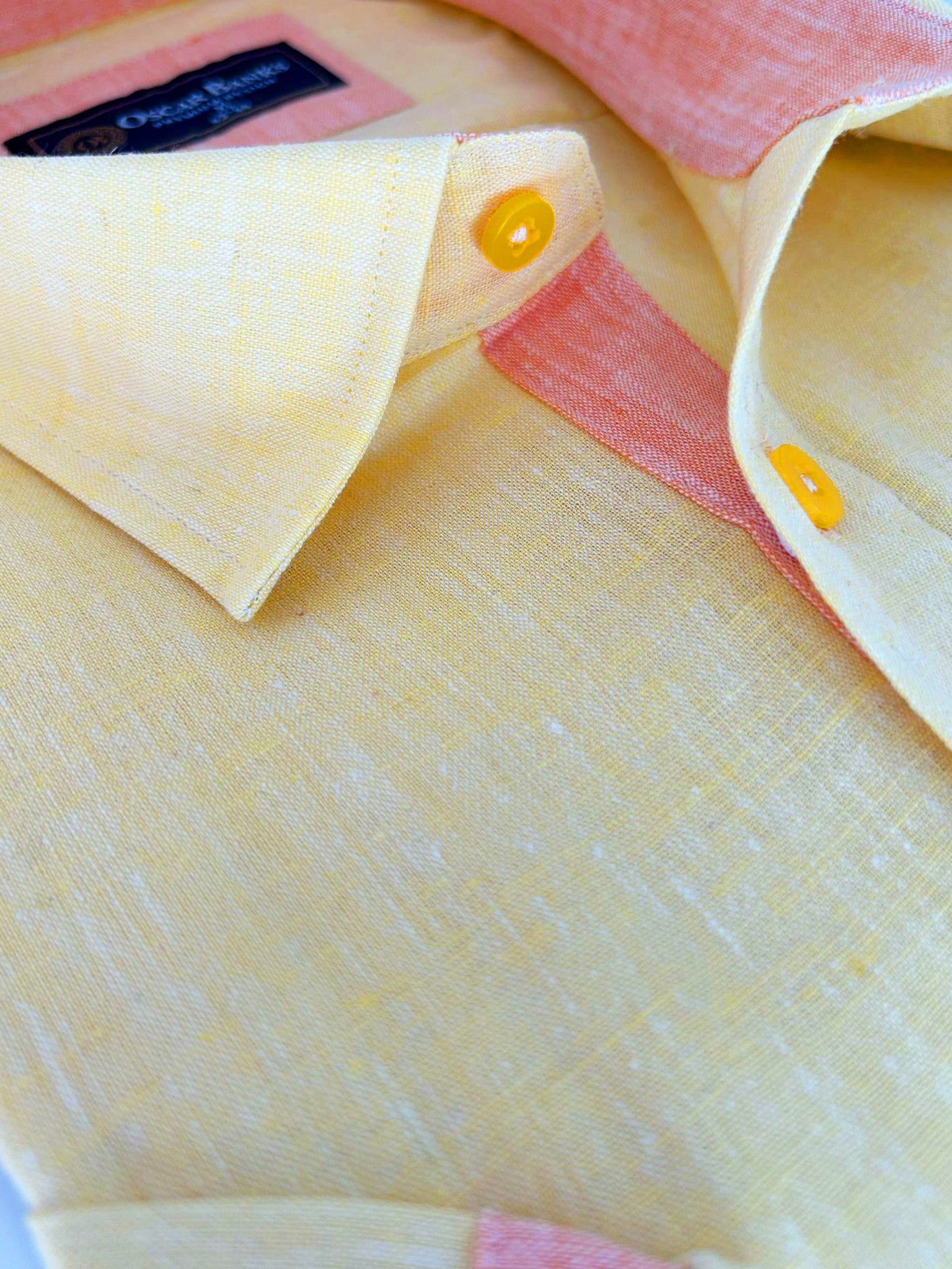 Yellow Linen Plain Short Sleeve Shirt