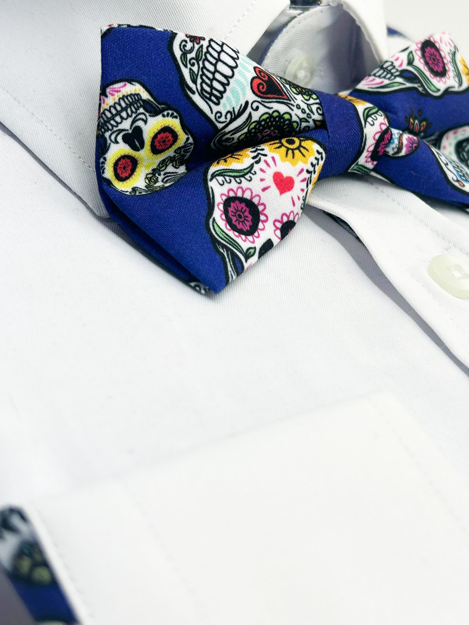 Skull Print Tuxedo Shirt Plain Front Panel
