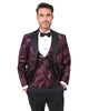 Burgundy Fashion Men's 4 Piece Textured Suit