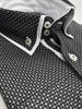 Black Double Collar Mini Polka Dot Men's Shirt