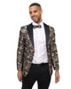 Gold Paisley Contrasting Lapel Blazer & Matching Bow Tie