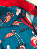 Green Flamingo Print Men's Shirt with Matching Handkerchief