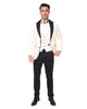 Cream Men's 4 Piece Glitter Suit Contrasting Lapel