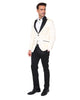 Cream Men's 4 Piece Glitter Suit Contrasting Lapel