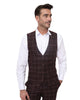 Burgundy 3 Piece Check Suit