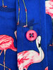 Dark Blue Flamingo Print Men's Shirt with Matching Handkerchief