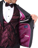 Burgundy Fashion Men's 4 Piece Textured Suit