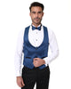 Royal Blue Contrasting Lapel Blazer & Waistcoat