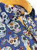 Dark Blue day of the dead Skull Print Shirt with Matching Handkerchief