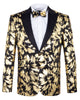 Gold Glitter Brush Print Blazer with Contrasting Lapel & Matching Bow Tie