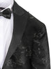 Black Floral Flock Design Blazer with Contrasting Lapel & Matching Bow Tie