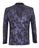 Navy & Black Floral Flock Design Blazer with Contrasting Lapel & Matching Bow Tie