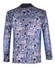 Dark Blue Paisley Contrasting Lapel Blazer & Matching Bow Tie