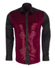 Burgundy Sequin Fashion Shirt with Plain Collar Tip Design