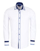 White Fashion Shirt with Stripe & Tartan Collar Tip Design