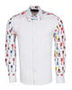 Guitar Print Tuxedo Shirt Plain Front Panel