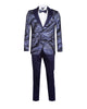 Dark Blue Fashion Men's 4 Piece Textured Suit
