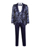 Dark Blue Fashion Men's 4 Piece Textured Suit