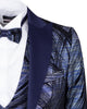 Dark Blue Fashion Men's 4 Piece Textured Suit