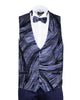 Dark Blue Fashion Men's 4 Piece Textured Suit