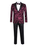 Burgundy Fashion Men's 4 Piece Textured Suit