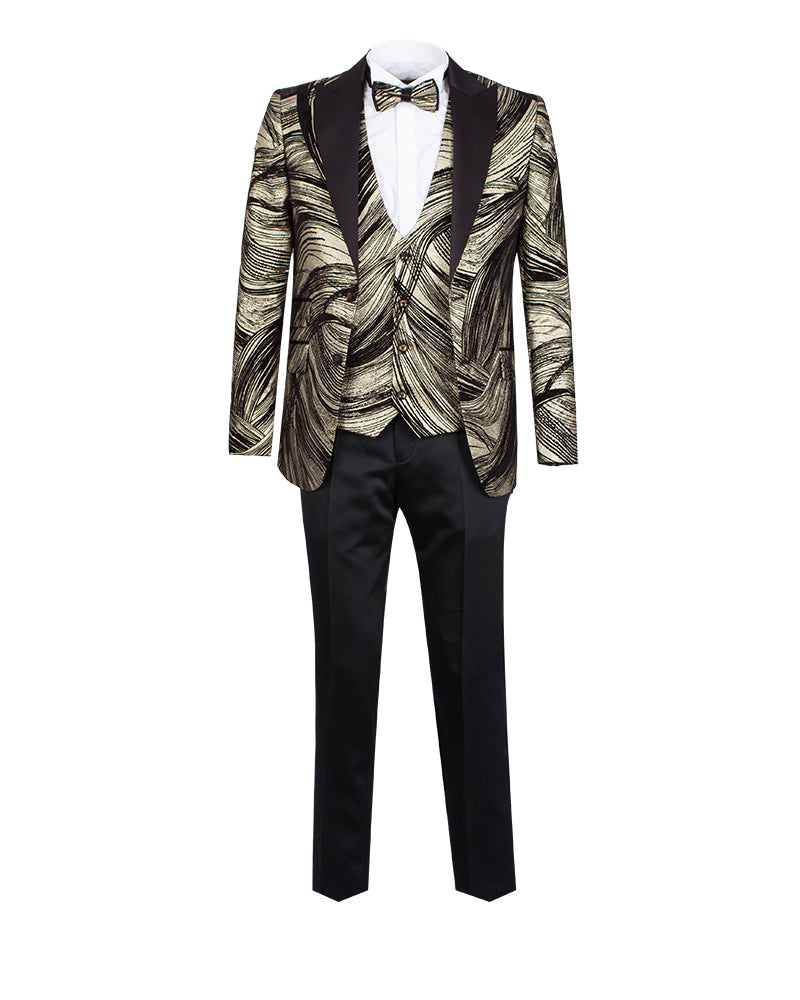 Gold Fashion Men's Four Piece Textured Suit
