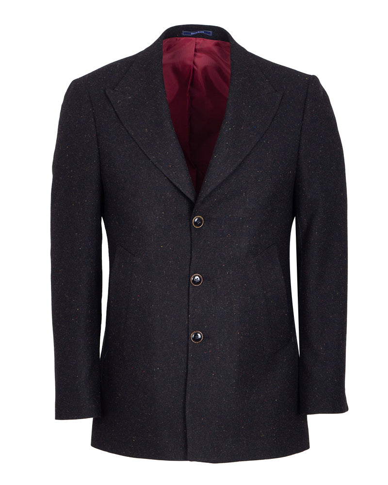 Black Plain  Design Men's Overcoat