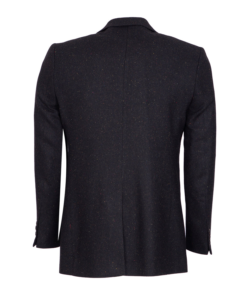Black Plain  Design Men's Overcoat