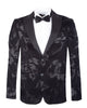 Black Paisley Flock Design Fashion Blazer & Matching Bow Tie