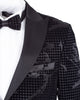 Black Paisley Flock Design Fashion Blazer & Matching Bow Tie