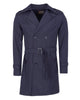 Dark Blue Double Breasted Men`s Trench Coat