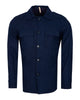 Dark Blue Linen Utility Overshirt