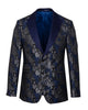 Dark Blue Floral Printed Men's Blazer