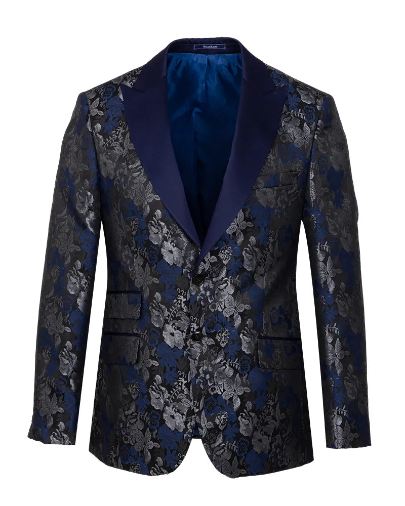 Dark Blue Floral Printed Men's Blazer
