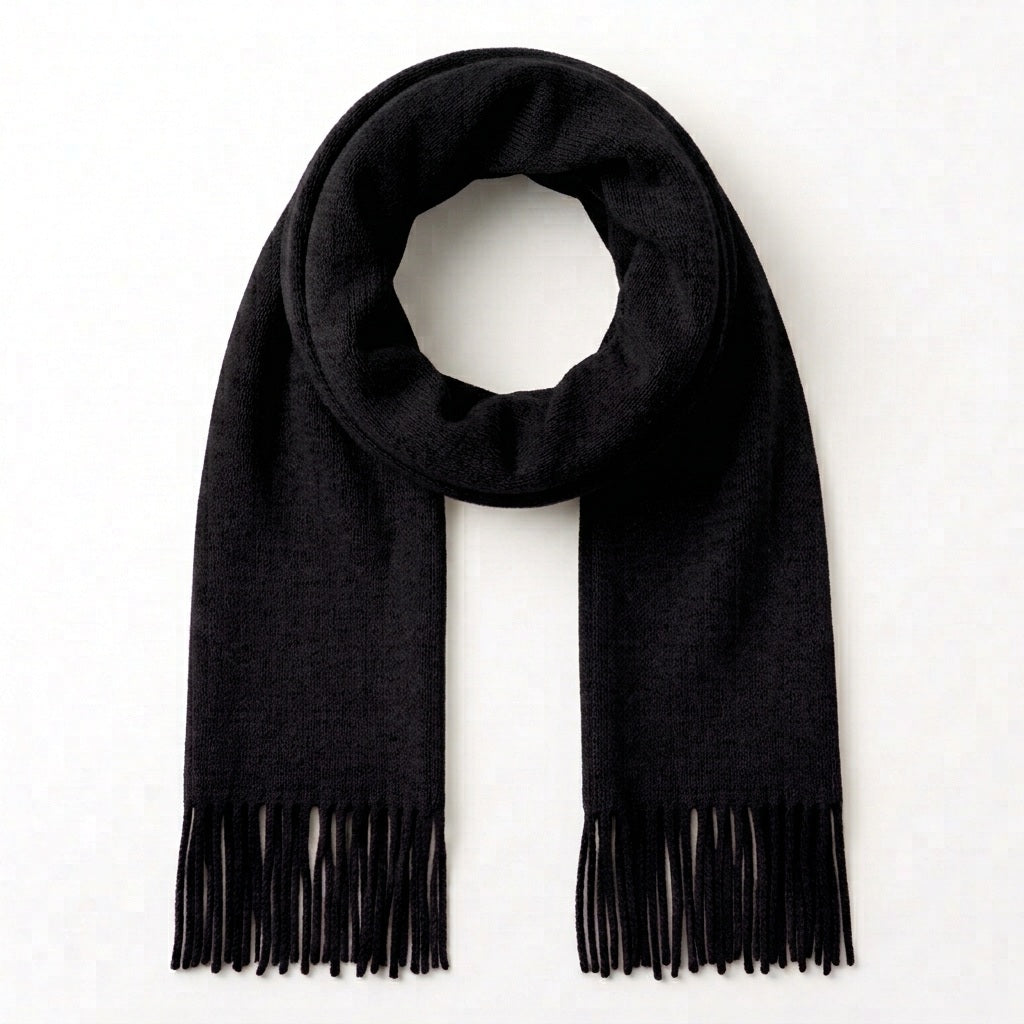 Black Classic Knitted Men's Scarf